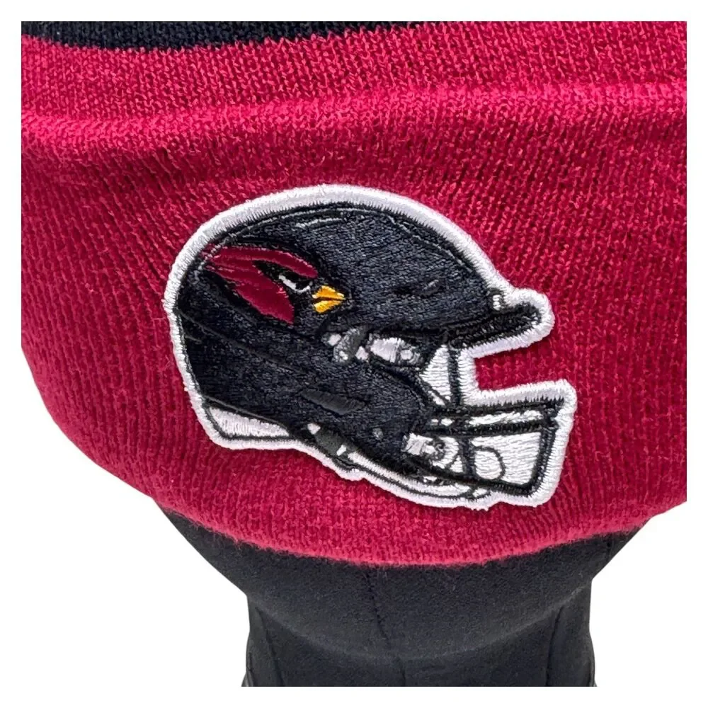 Arizona Cardinals NFL Mens Logo Repeat Cuffed Knit Pom Beanie Hat Red Black OSFM